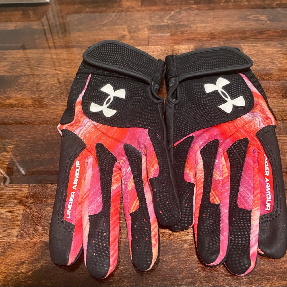 Under Armour Radar III Batting Gloves Women Black/Cyber Orange/White MD